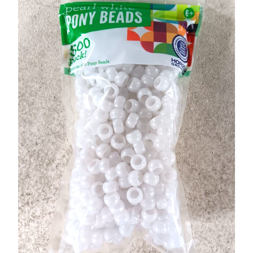 Pony Beads 500 Pack Pearl White by Horizon Group